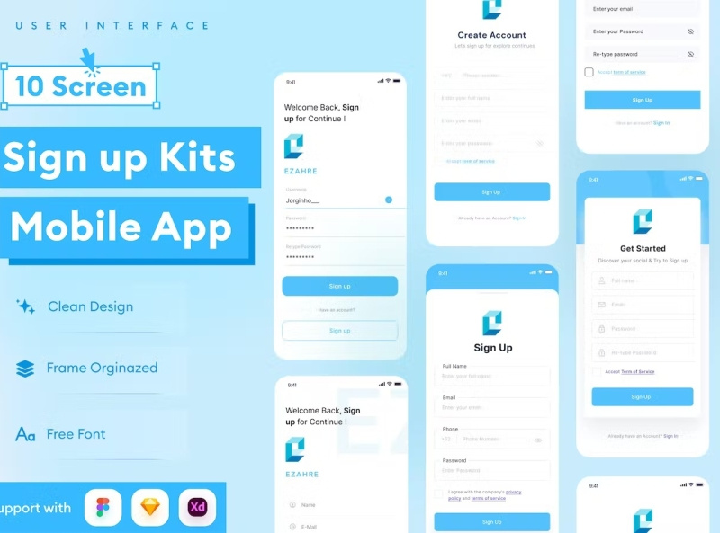 Sign up Ui Kits Mobile App Template by Donna Garcia on Dribbble