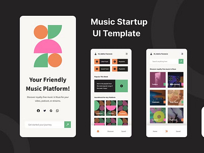 Music Startup UI Kit Template android app app design application apps clean design design for app display ios mobile mobile app mobile app design mobile app design mobile apps screen simple ui ux website