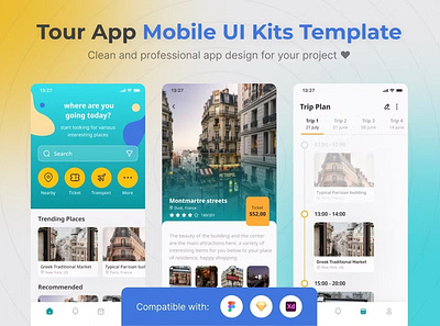 Tour App Mobile App UI Kits Template android app app design application apps design design for app display ios mobile mobile app mobile app design mobile app design mobile apps screen simple tour app ui ux website