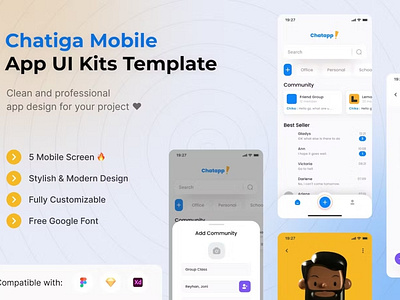 Chatiga Mobile App UI Kits Template