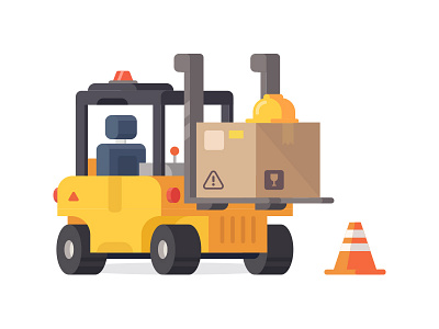 Stacker 3d cargo construction factory icon stacker truck vector warning work workers