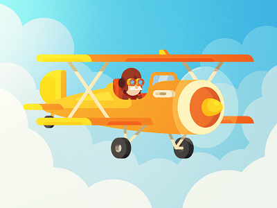 Vintage Biplane biplane clouds digital flight flying holiday illustration plane sky travel traveling trip