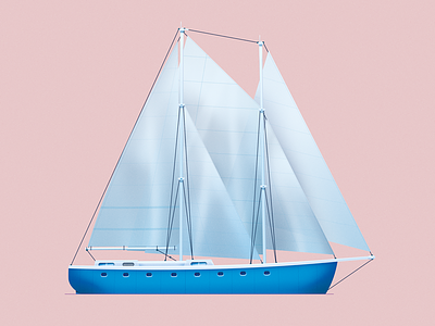The Sailboat art boat color design fishing journey ocean sailboat sea ship travel trip