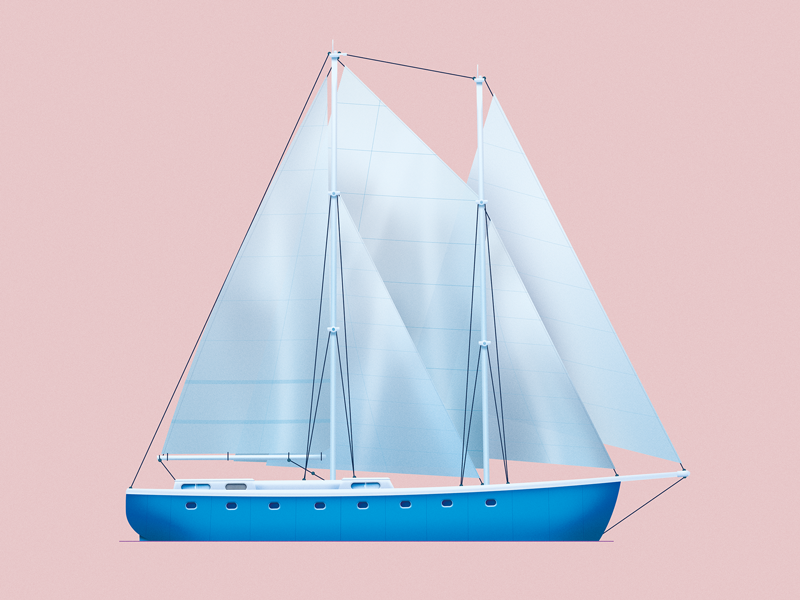 The Sailboat art design color fishing sea ship ocean trip journey travel boat sailboat