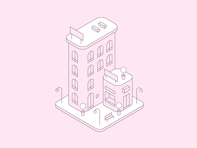 Buildings 3d buildings city illustration illustrator monochromatic perspective store town