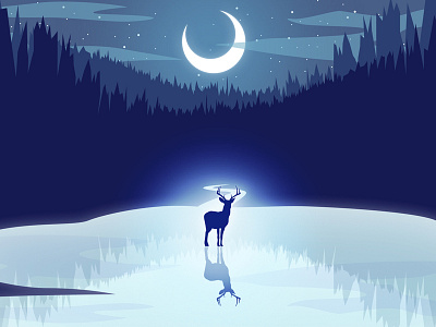 imago deer dream illustration moon stag