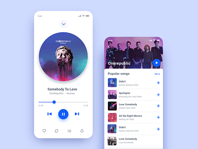 Playti Music App adobe xd android blue clear design custom map material design material ui music app player player ui ui ui ux white