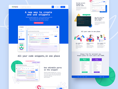 Snipo Website branding code colorful colorfull development graphicdesign home homepage illustrations interface landing logo pricing page service snippet uidesign web webdesign