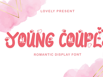 Young Couple banner beautiful branding design display font heart logos lovely poster print procreate script sticker sublimation valentine valentines valentines day