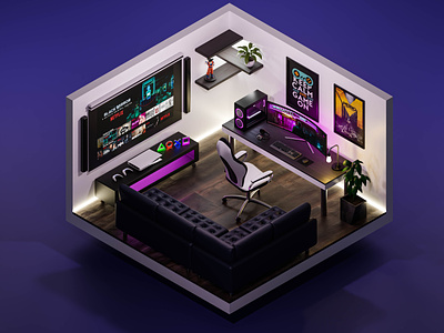 Gaming Room in Blender 3dmodeing blender3d design gaming pc gaming ps5 rgb