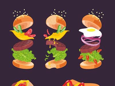 Burger Illustration beverage illustration buger layer burger burger flyer burger illustration burger king burger menu flat design fnbbranding food illustration food menu illustration