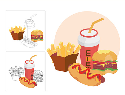 burger illustration menu packages beverage illustration bun burger cheese delicious design drink illustration fnbbranding food food branding food illustration hamburger icon illustration lettuce meal meat sandwich vector