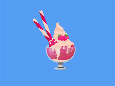 strawbery ice cream illustration