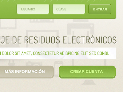 Residuos electrónicos beige buttons green helveticons noise recycling ui
