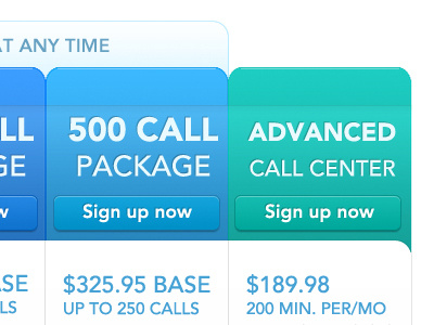At any time blue button chart css3 pricing signup teal tourquoise ui