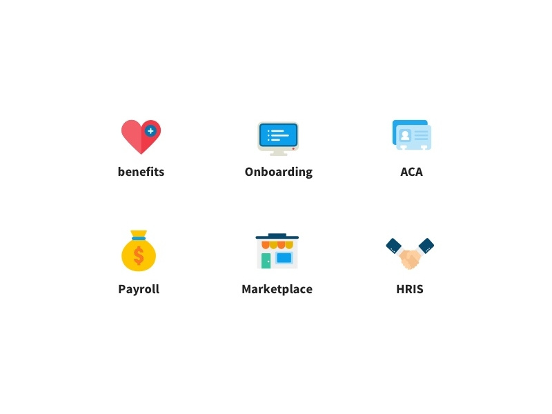 features icon set hr marketplace payroll medical onboarding benefits heart illustration icon