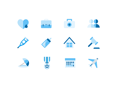 Time off icon set (blue)