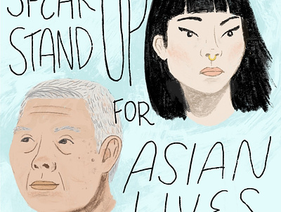 Asian Lives character design civil rights colorful freelance illustration man stop asian hate woman