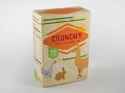 Crunchy Granola bunny cereal chicken crunchy granola illustration llama packaging design rabbit