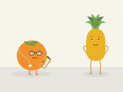 Pineapple Patient, Orange Nutritionist education fruit healthy illustration kids nutritionist orange pineapple vitamin