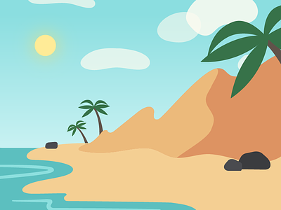 Beach animation atmosphere beach freelance illustration sand scenery sky sun trees tropical vector