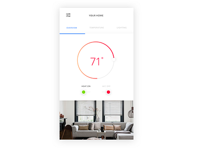 Home Monitoring App Screen app controls daily ui challenge dashboard home app onoff sliders temperature temperature ui toggle ui design