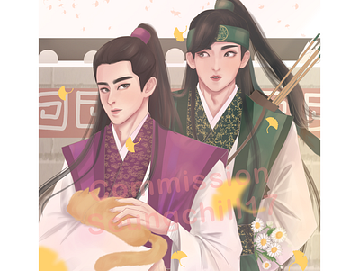 Mingyu and Wonwoo joseon era art comic art commission fanart ibispaint illustration kpop seungchill17