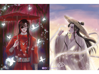 Hua Cheng and Xie Lian TGCF art fanart illustration seungchill17