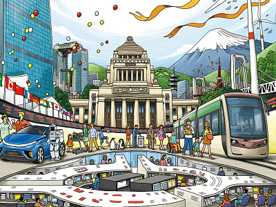 Civics civics dense detail ic4design illustration kids landscape school text
