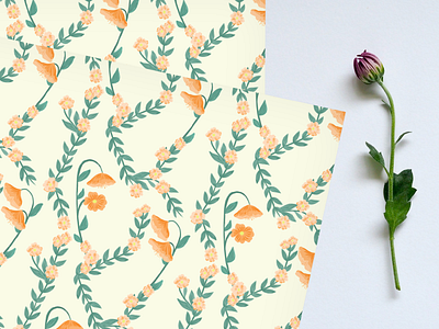 Orange Flower Wrapping Paper design digital illustration digital painting flower illustration graphic design illustration illustrator pattern designer stationery design surface design textile wrapping paper