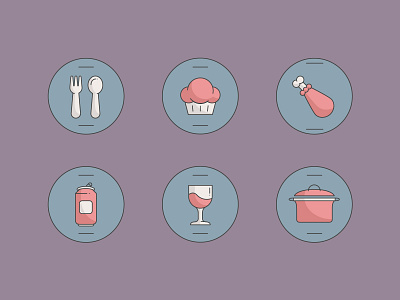 Food & Beverage Icons beverage food fork icon icons kitchen muffin pot soda spoon turkey wine