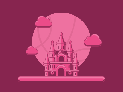 House of Dribbble building castle debut dribbble headquarters illustration magenta maroon mauve pink structure vector