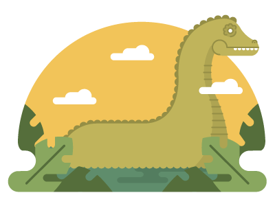 Plesiosaur animal beast cloud dinosaur green illustration reptile vector