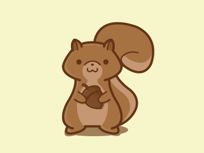 Squirrel acorn adorable animal brown cute flat illustration rodent squirrel vector wip