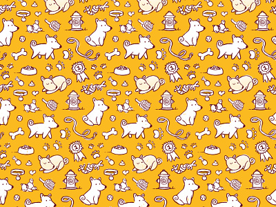 Puppy Pattern dog doodle flat illustration pattern puppy vector