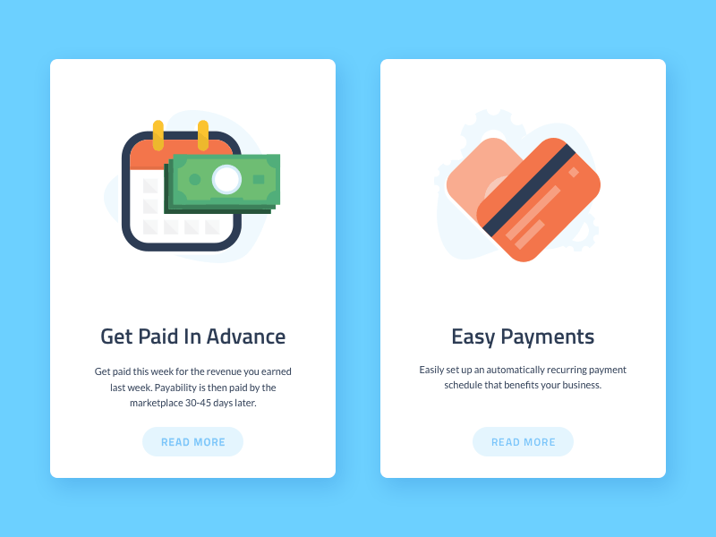 How It works #2 onboard walkthrough ui award calendar money credit card heart financial mobile illustration icon