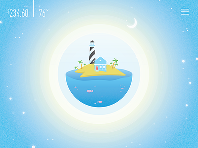 Concept #3 game island lighthouse mobile moon ocean space stars ui ux water