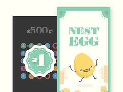 Nest Egg bank branding coin dollar egg grid mobile game money puzzle save ui ux