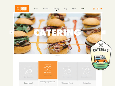 OFF THE GRID - Catering Page catering food truck icon outline overlay ui ux vendor web