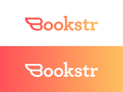 Bookstr Logo b books branding gradient identity literature logo mark reading wing word