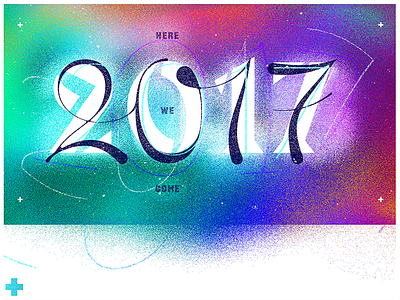 L+R Happy New Year 2017 confetti distort gradient lettering new year noise paint typography
