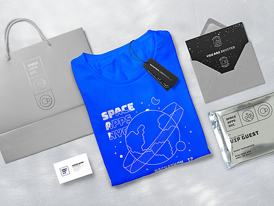 ☉ branding earth foil hackathon identity illustration invitation mylar nasa nyc packaging space
