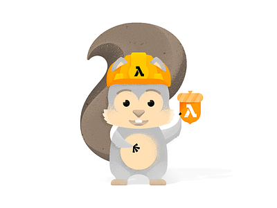 AWS ░ LAMBDA ░ 🐿 acorn amazon animal branding character construction development icon illustration lambda martinie mascot squirrel