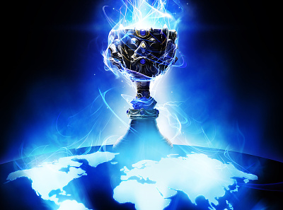 League of Legends World Championship championship cup earth electricity energy gaming illustration key art la league of legends planet riot staple center tournament videogame world