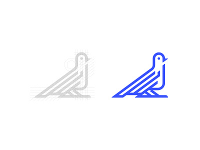 Pigeon bird blue branding design flat geometric grid identity lines logo logotype mark nature pigeon symbol