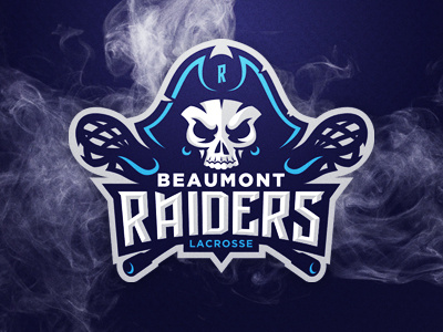 Raiders beaumont blue lacrosse logo raiders skull sport team