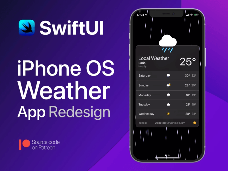 iPhone OS Weather app redesgin animation apple design developer swift swiftui ui ux