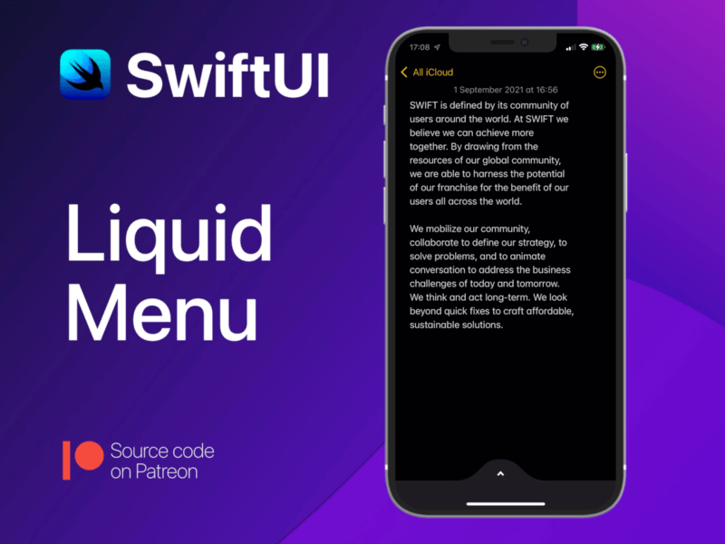 Liquid Menu 3d apple design developer illustration swift swiftui ui ux