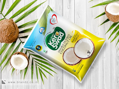 Kera swad Coconut oil Pouch brand branding coconut oil design logo packagedesign packaging packaging design pouch typography