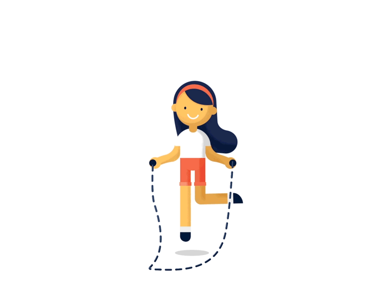 Jump Rope Girl 2d ae animation character girl jumprope smiletrain